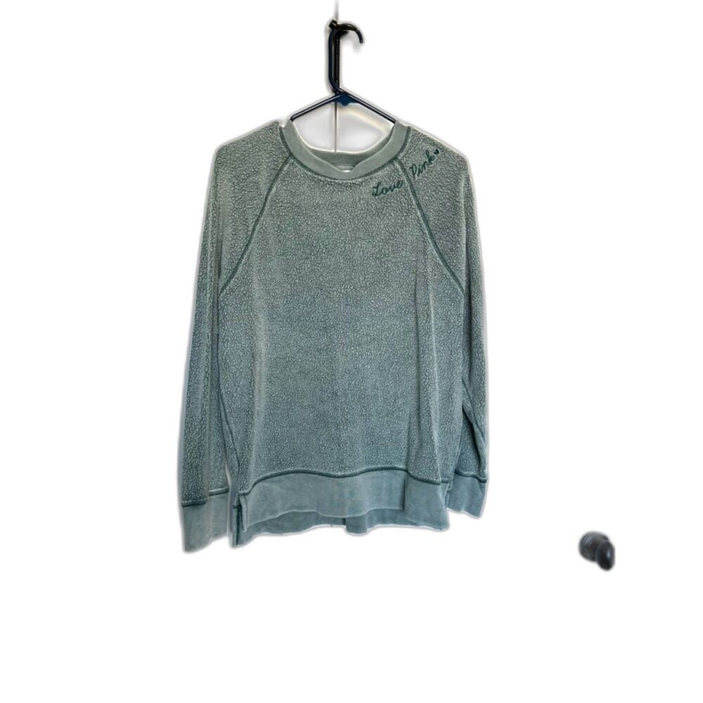VICTORIA'S SECRET PINK Teddy Bear Sweatshirt Green Loungewear Women's Size Small